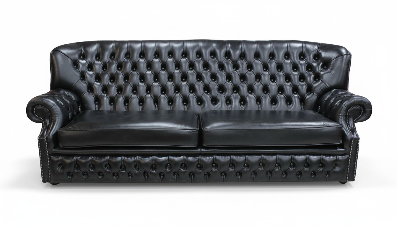 Hohe Rückenlehne Chesterfield Leder Sofa Couch Polster Sitz Deko Garnitur