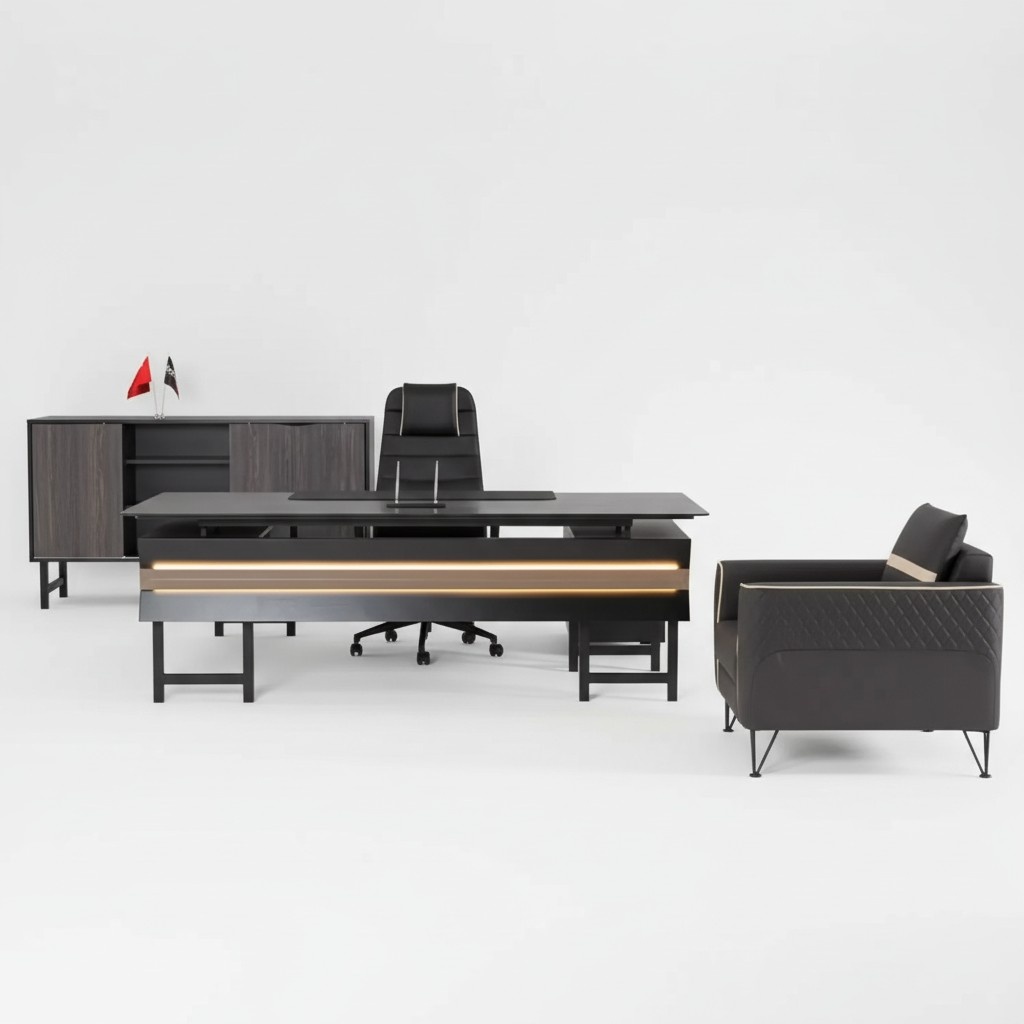 Holz Eckschreibtisch Modern Arbeitzimmer Designer Büro Office Möbel Neu