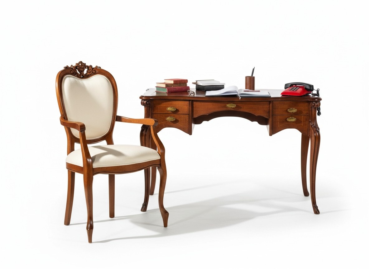 Holz Möbel Luxus Büro 2tlg Set Schreibtisch Sessel Italienische Luxus