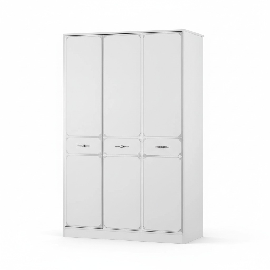 Holzschrank Luxus Kleiderschrank Schrank Möbel Holz Weiß 3 Tür