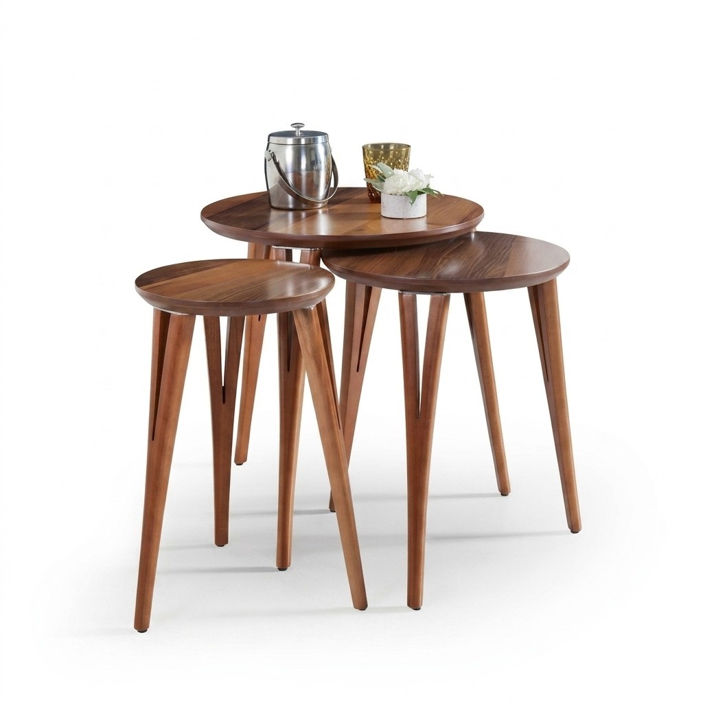 Holztische Beistelltische Set Beistelltisch Tisch Couchtisch Blumenständer 3tlg.