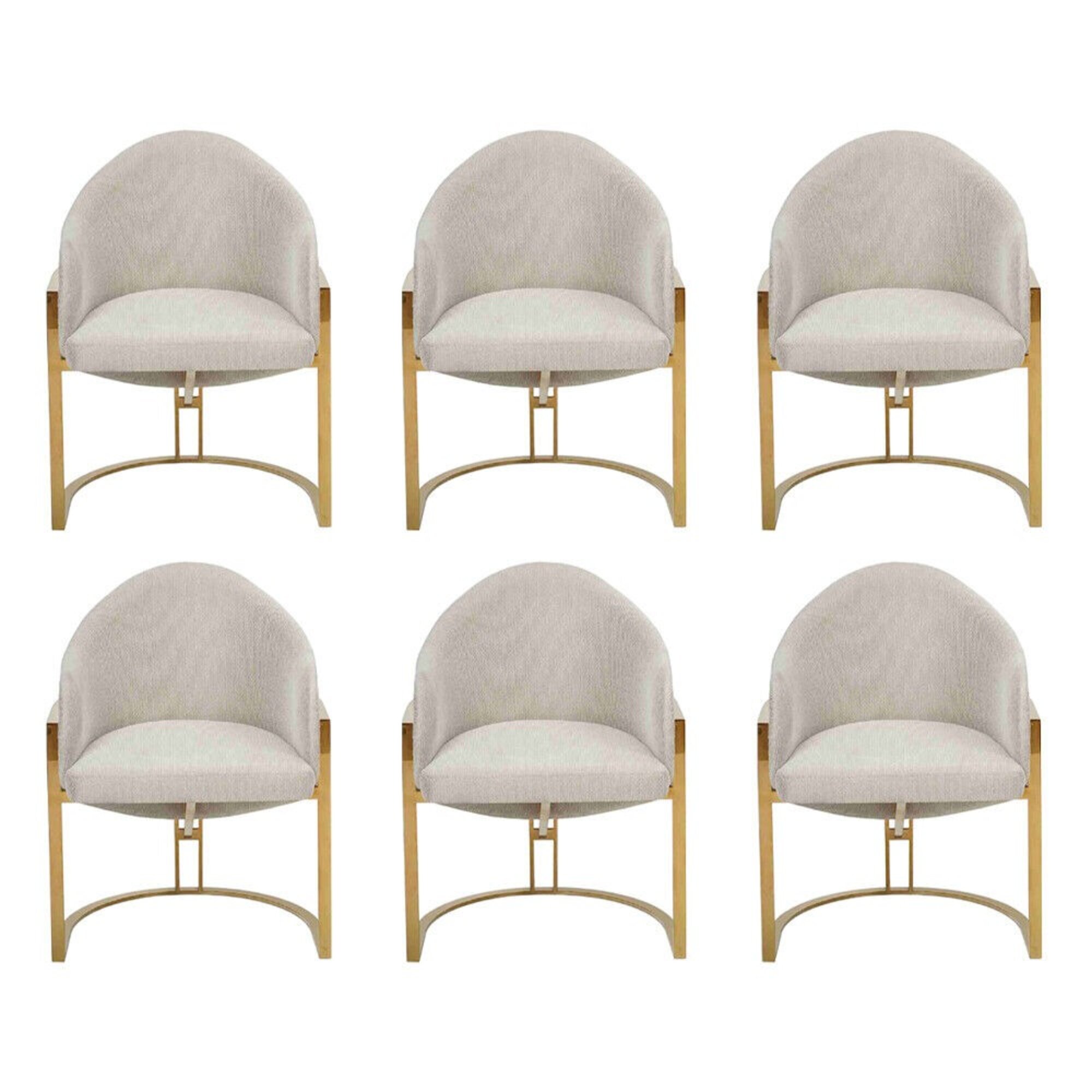 Modern 6x Stühle Polsterstuhl Esszimmerstuhl Metall Küchenstuhl Weiß Stilvoll