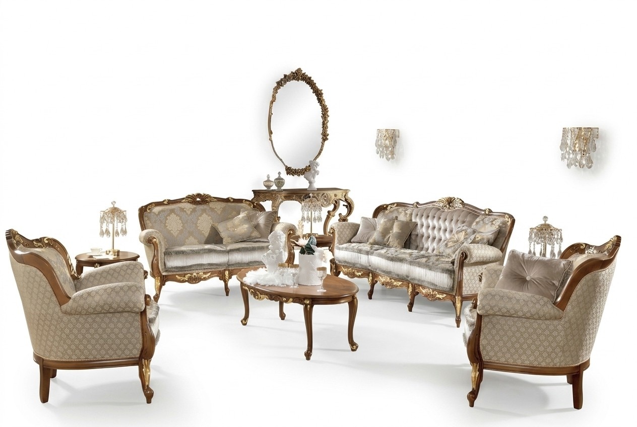 Italienische Massivholz Sofa Garnitur