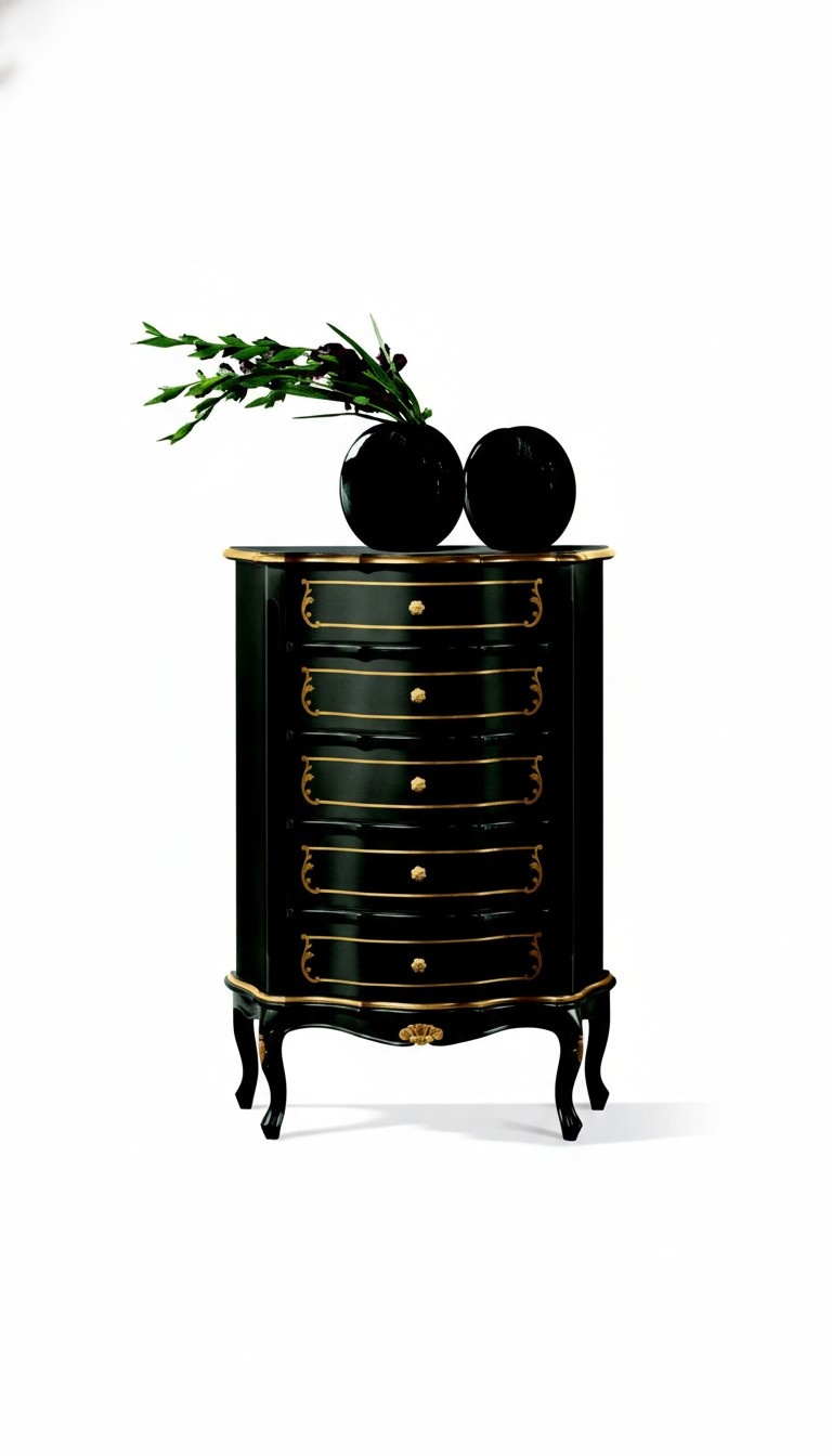 Italienische Möbel Stil Barock Schwarz Designer Schrank Kommode Möbel