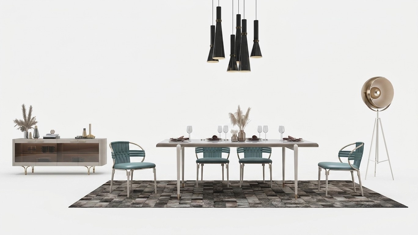 Italienische Stil Möbel Esszimmer Garnitur Stuhl Gruppe Tisch 5tlg. Set Sets