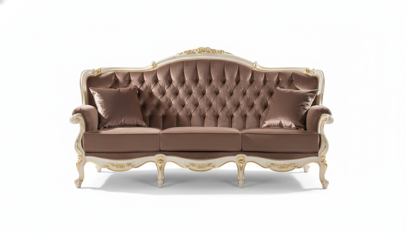 italienischer Stil Dreisitzer Sofa Wohnlandschaft Textilsofa 3 Sitz couch Sofas
