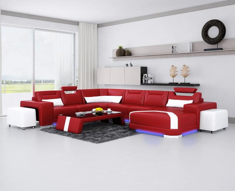 Ecksofa L-Form Sofa Couch Design Grau Polster Leder Modern Relax Fuß