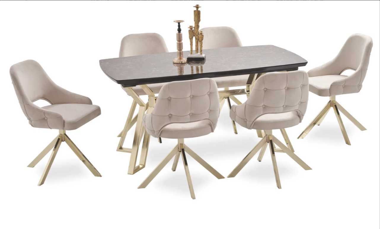 Exklusiver Esszimmer Set Designer Esstisch Luxuriöse 6x Polsterstühle Sofort