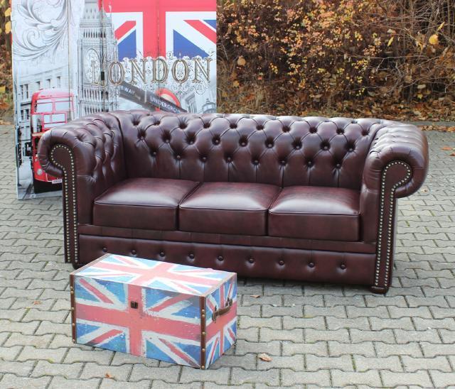 Chesterfield Sofa Couch Polster 3 Sitzer Klassische Couchen 100% Leder Sofort