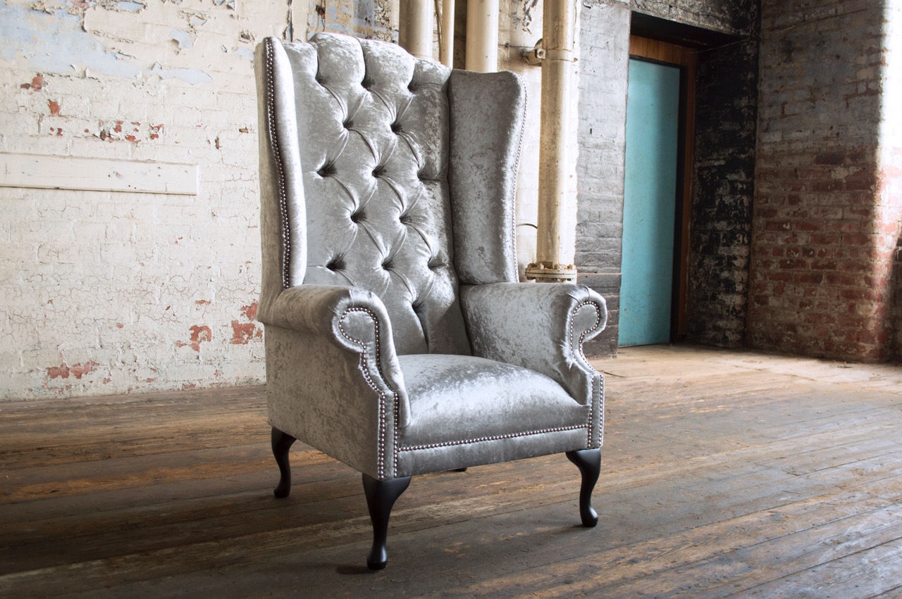 Ohrensessel Sessel Fernseh Design Polster Chesterfield Sofa Couch Textil