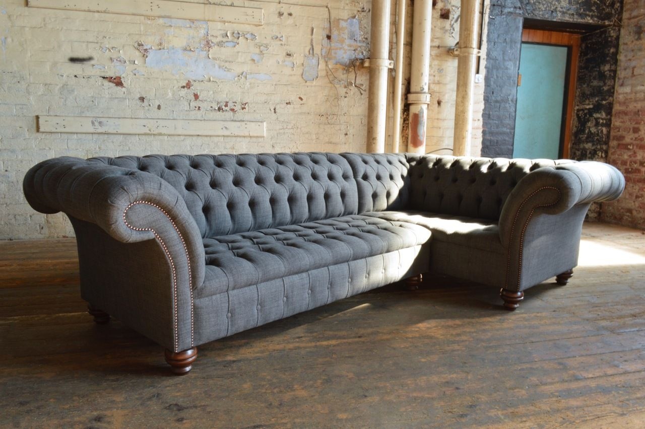 Chesterfield Ecksofa Sofa Couch Ledersofa Dekor Polster Eck Couch Garnitur