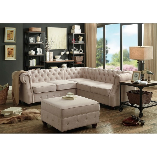 Chesterfield Couch Polster Sofas Klassischer Textil Schaffhau Dekor Ecksofa