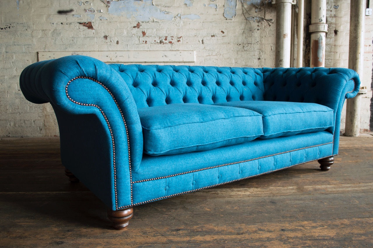 Chesterfield Design Luxus Polster Sofa Couch Leder Sitz Garnitur Textil