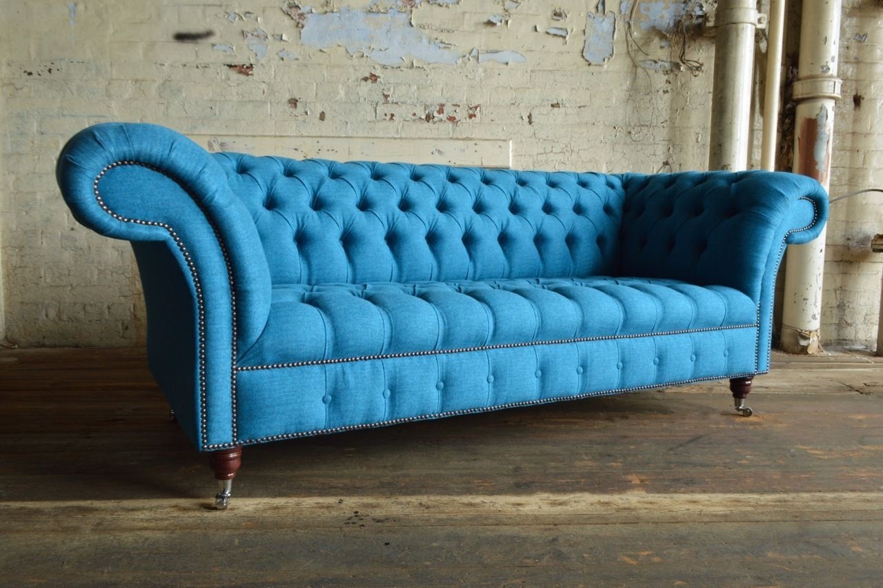 Chesterfield Design Luxus Polster Sofa Couch Garnitur Sitz Textil Leder