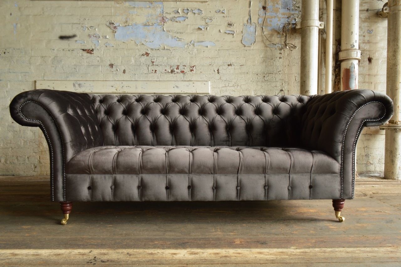 Chesterfield Design Luxus Polster Sofa Couch Sitz Garnitur Leder Dekor Neu