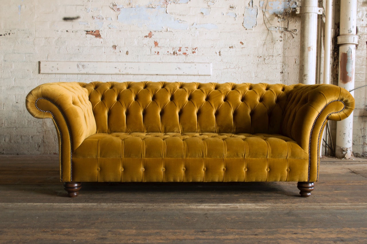 Chesterfield Design Luxus Polster Sofa Garnitur Couch Sitz Textil Leder
