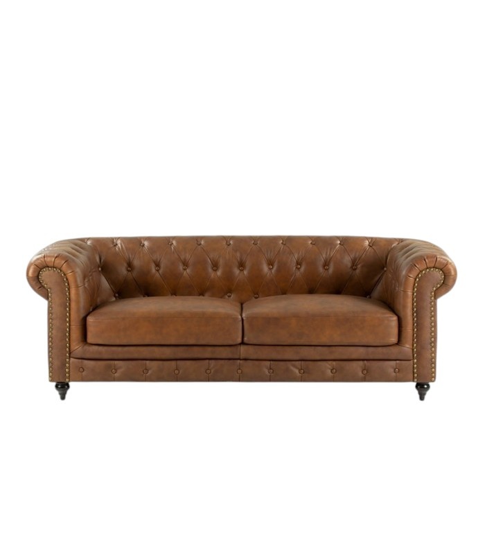 jvmoebel ® - Leder Sofa Couch - Braun Sessel Polster Dreisitzer Couch
