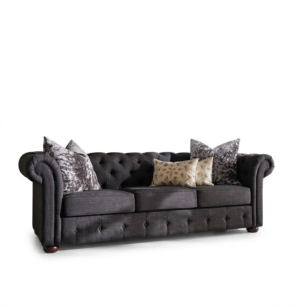 jvmoebel ® - Leder Sofa Couch - Royal Grau Polster Dreisitzer Couch