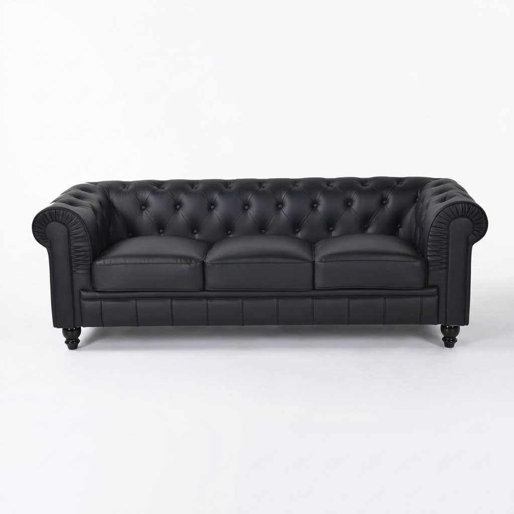 jvmoebel ® Textil Sofa Couch - Schwarz Polster Dreisitzer Couch