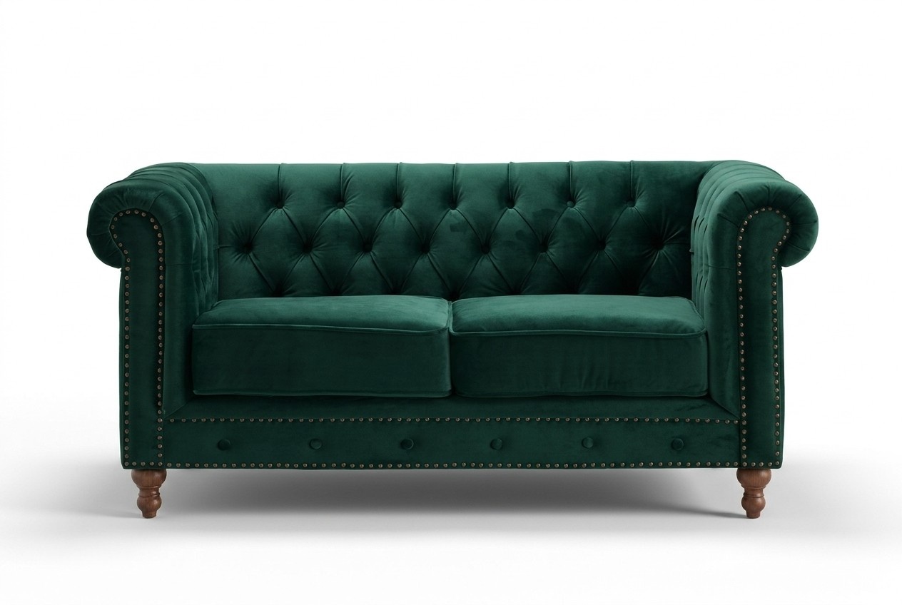jvmoebel ® - Textil Sofa Couch - Grüne Polster Zweisitzer Couch