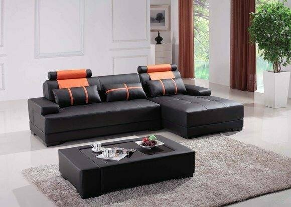 Designer Polster Ledersofa Couch L-Form Modern Sofa Sofas Couchen