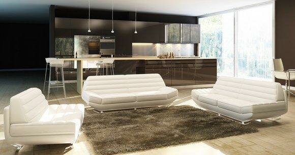 Sofagarnitur Couch Polster Leder Sofa 3+2+1 Klassische Couchen Kalbach