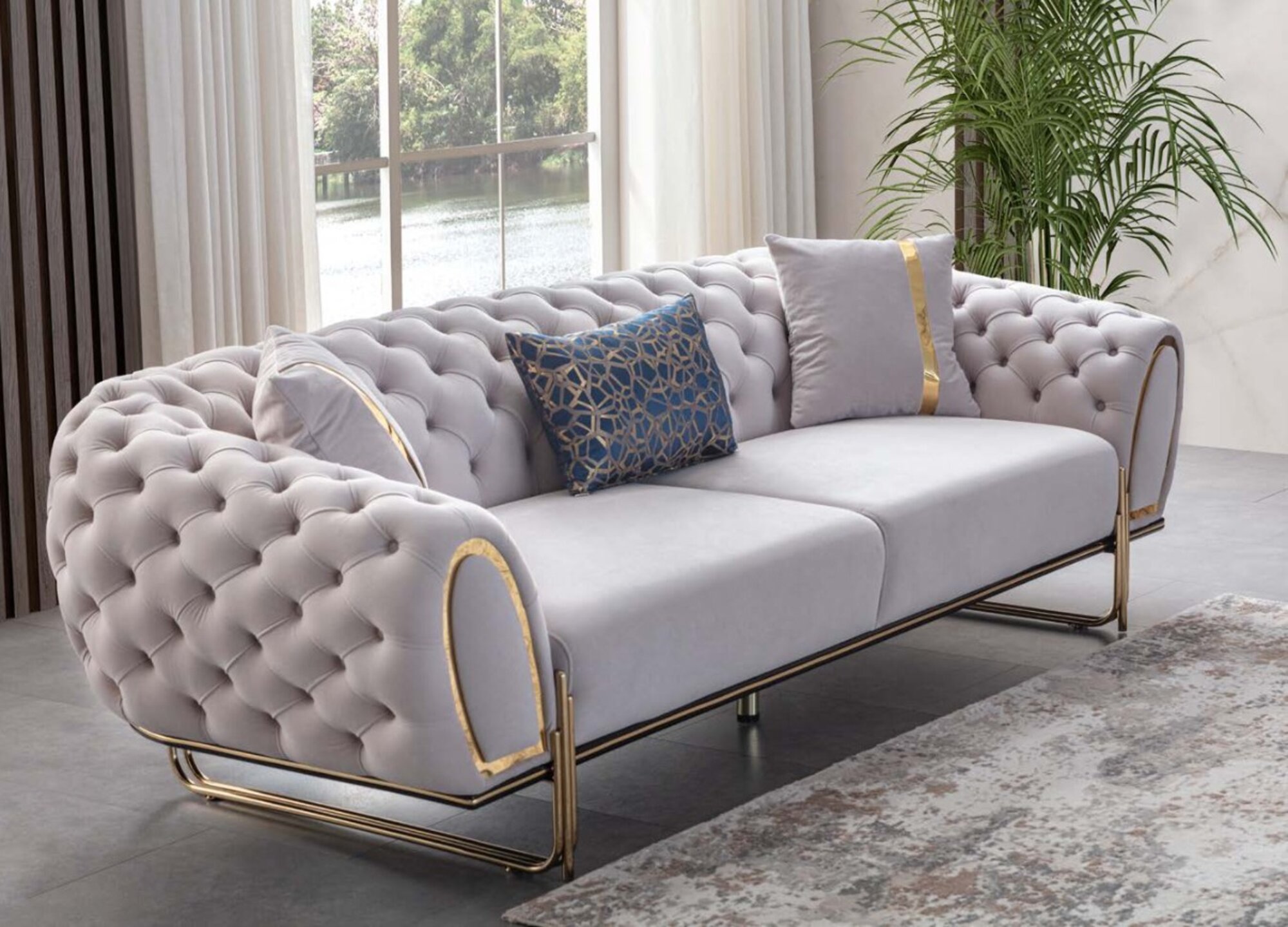 2x Chesterfield Sofas Designer Polster Couchen Möbel