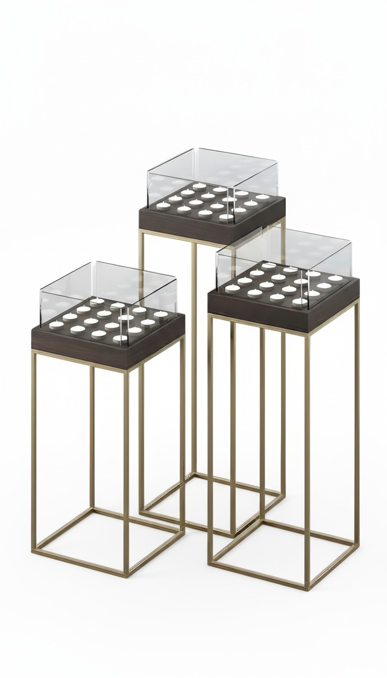 Kerzenständer Set aus Metall in Grau modern elegant