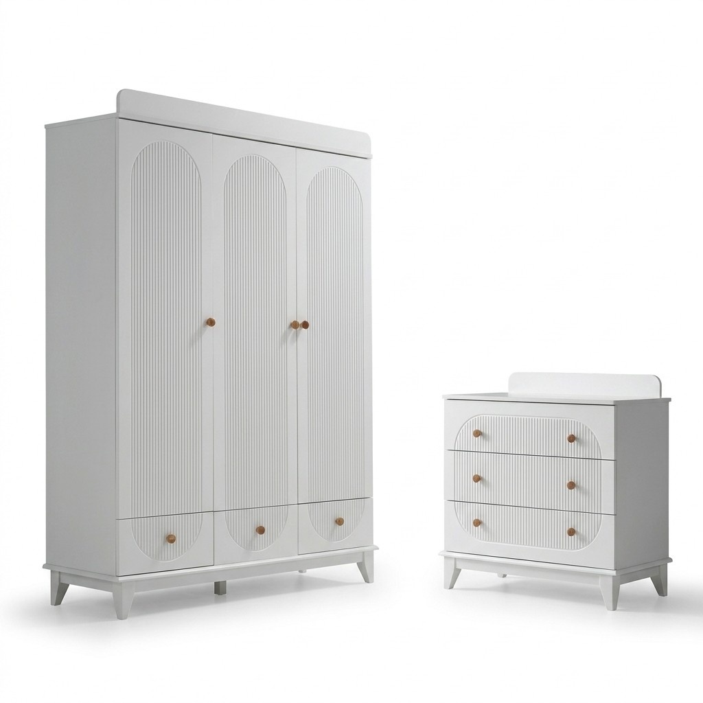 Kinderzimmer Modern Möbel Weiß Kleiderschrank Kommode Jugendzimmer Holz Neu