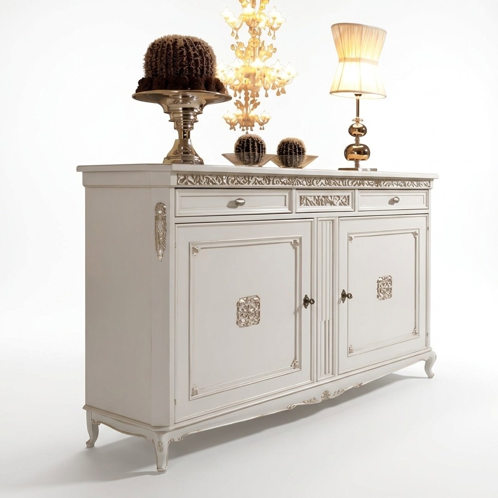 Klassische Antik Stil Kommode Sideboard Kommoden Holz Schrank Anrichte Weiß