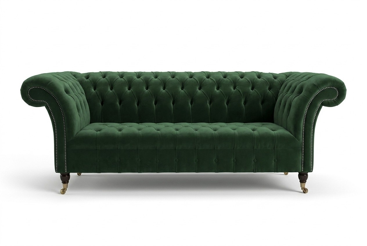 klassische Chesterfield Design Couch 4 Sitzer Sofa Couch Samt Leder big