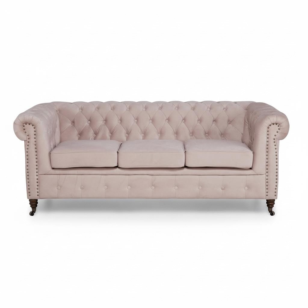 Klassische Chesterfield Möbel 3 Sitzer Couch Textil Stoff Sofa Edles Design Neu