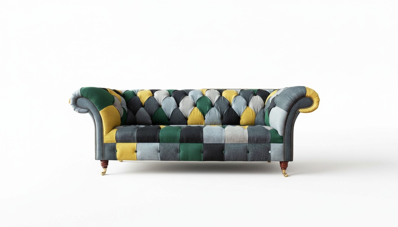 Klassische Chesterfield Stoff Sofa 3 Sitzer Sitz Couchen Sofas Polster