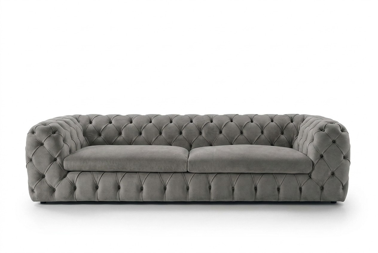 Klassische Dreisitzer Couch Sofa Polster 3 Sitzer Stoff Stoffsofa Chesterfield