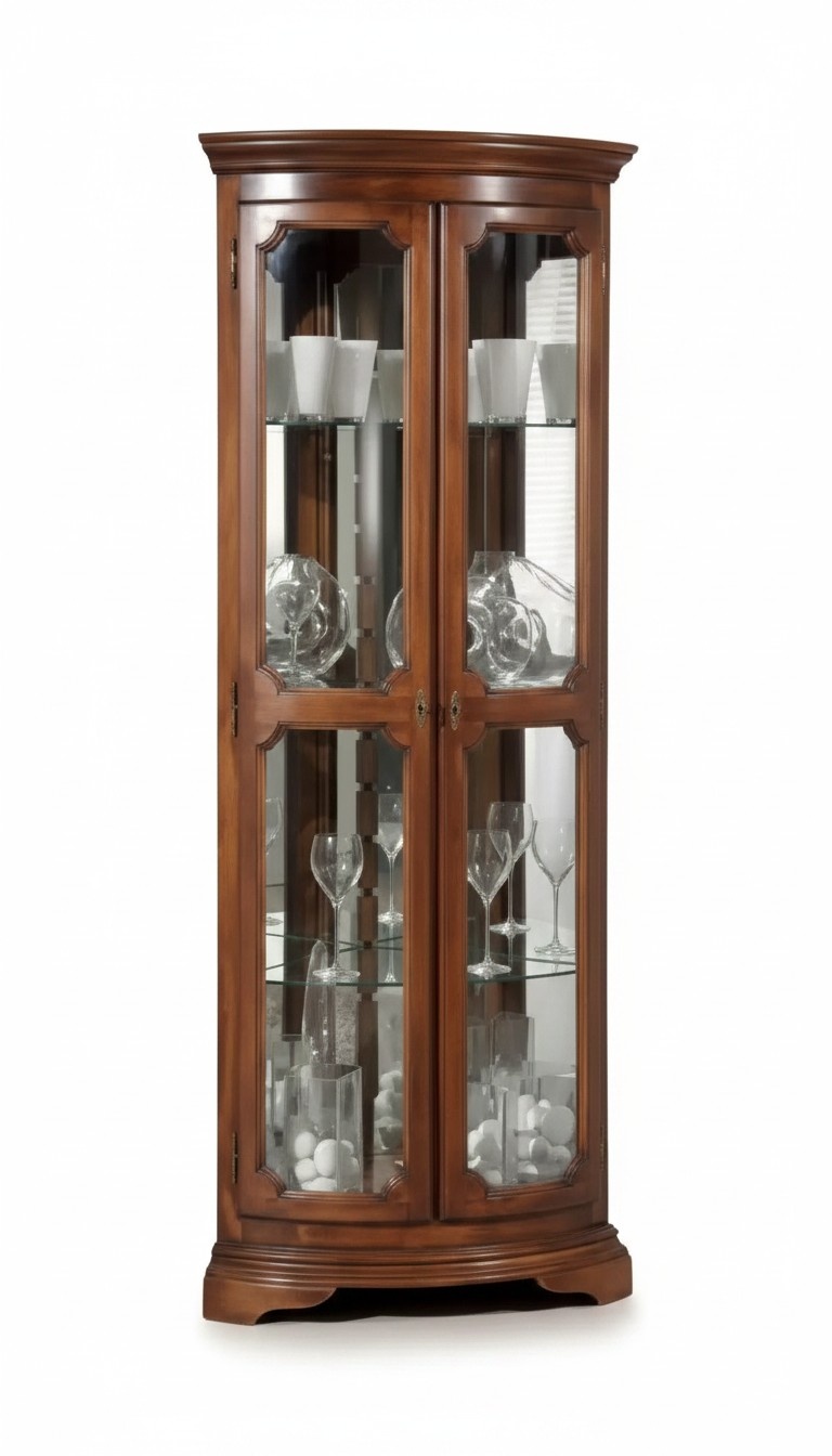 Romantische Eckvitrine in Braun: zeitlose Eleganz