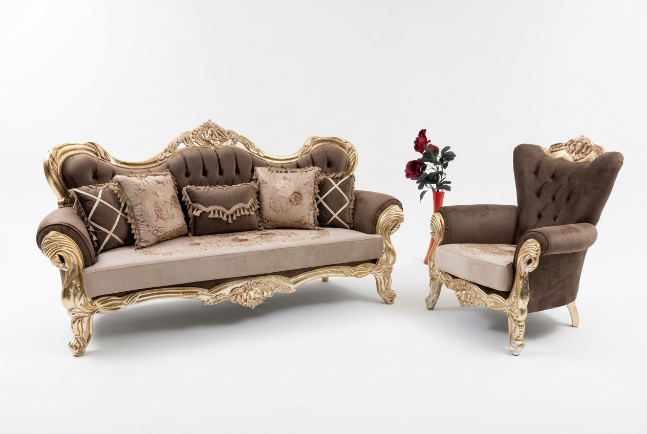Klassische Sofagarnitur Couch Wohnzimmer Möbel einrichtung 3+1 Sitz Sofa