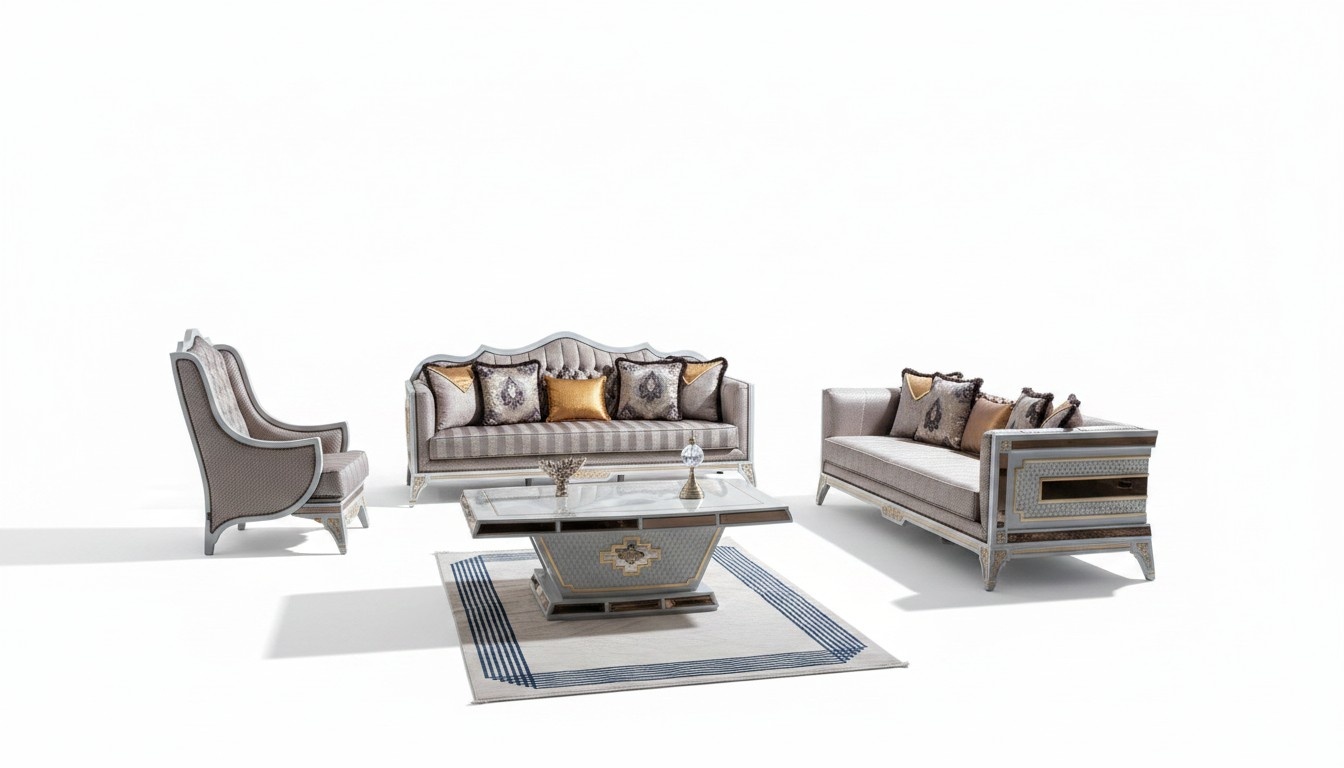 Klassische Sofagarnitur Königliche Stil Möbel Sofa Couch Set Couchtisch 4tlg