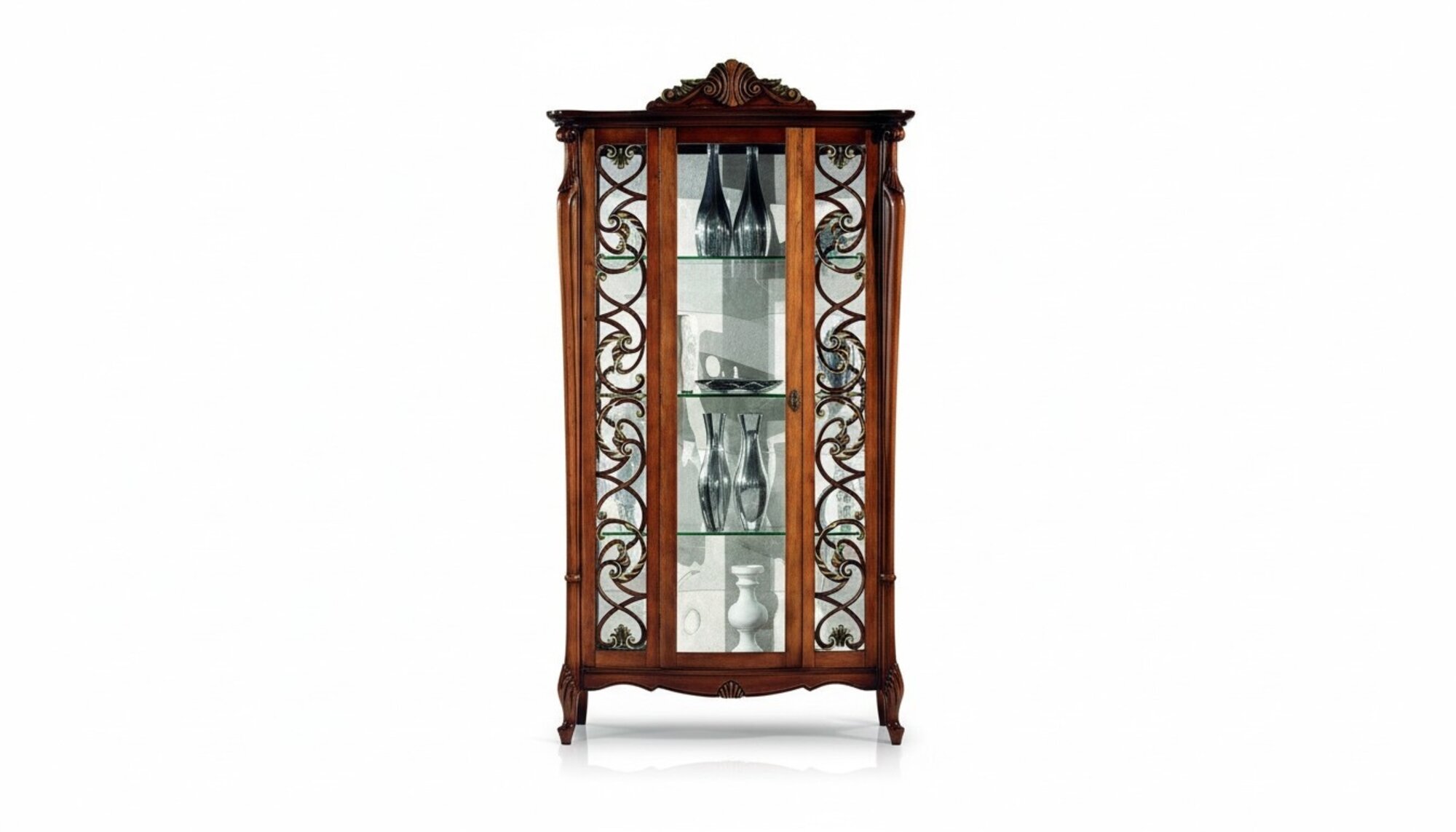 Klassische Vitrine Schrank Design Schränke Regale Glasschrank Italienische Möbel Neu