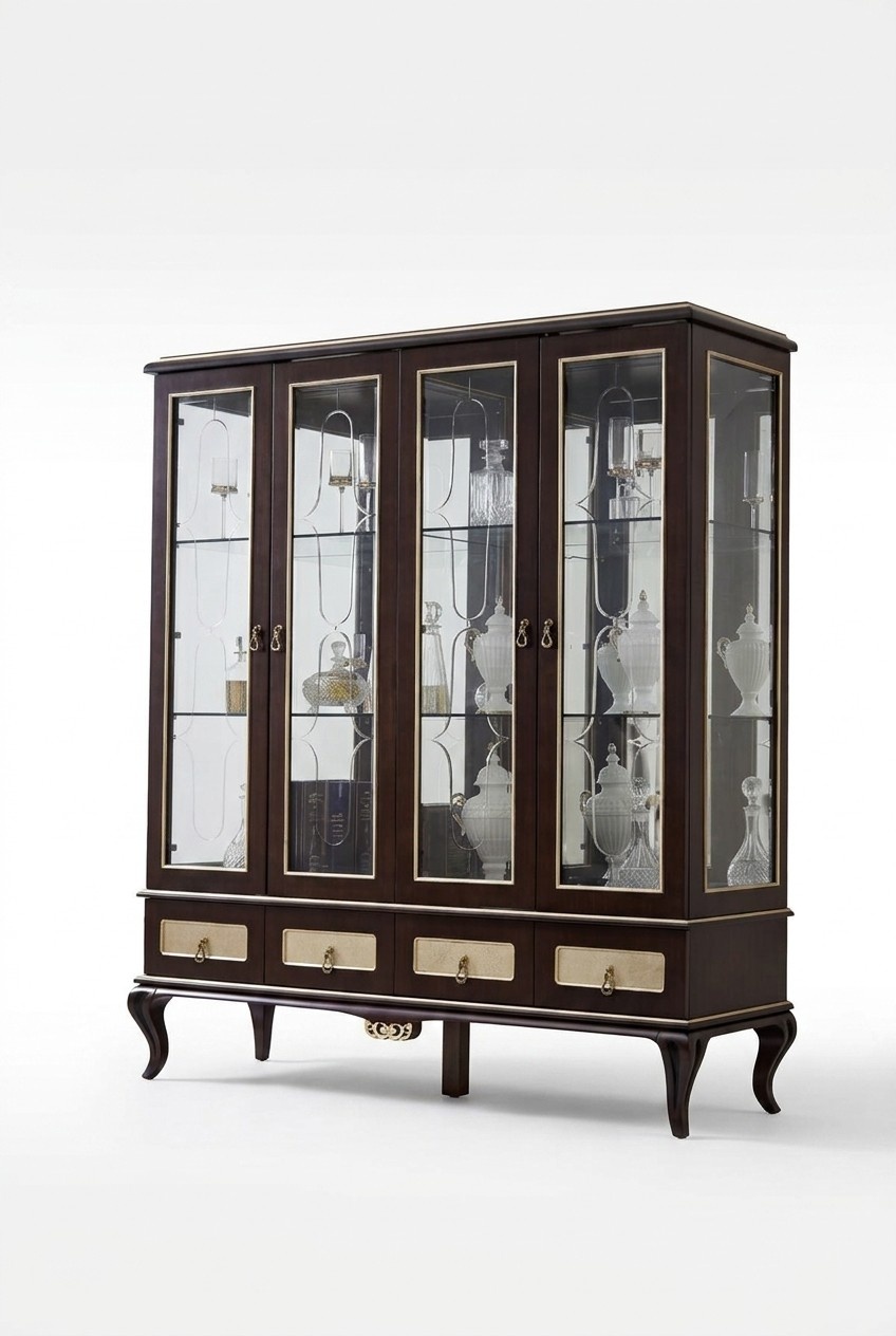 Klassische Design Vitrine Schrank italienische Möbel Vitrinen Glas Neu