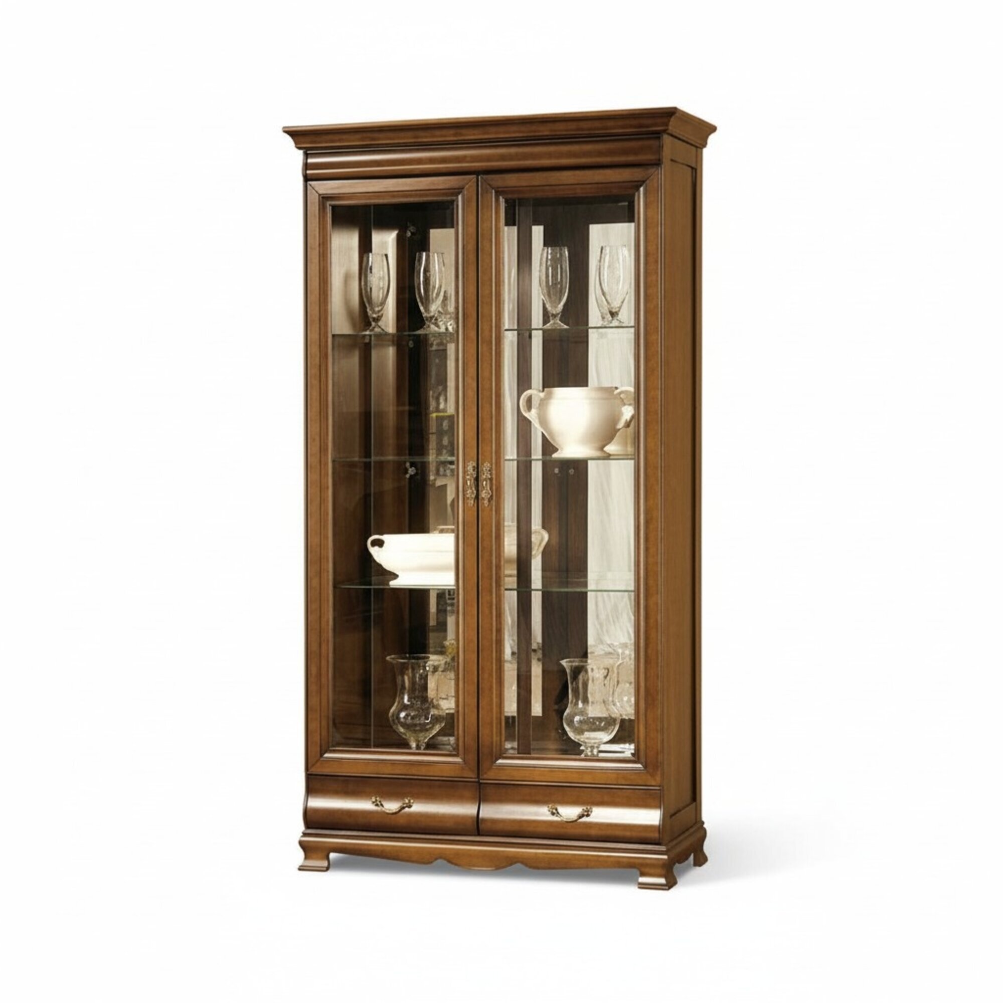 Klassische Vitrine Vitrinenschrank Vitrinen Schrank Schrankwand - Model N-W2