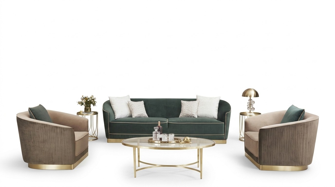 Klassische Wohnzimmer Sofagarnitur Couch Sitzgruppe Polstergruppen Sofa