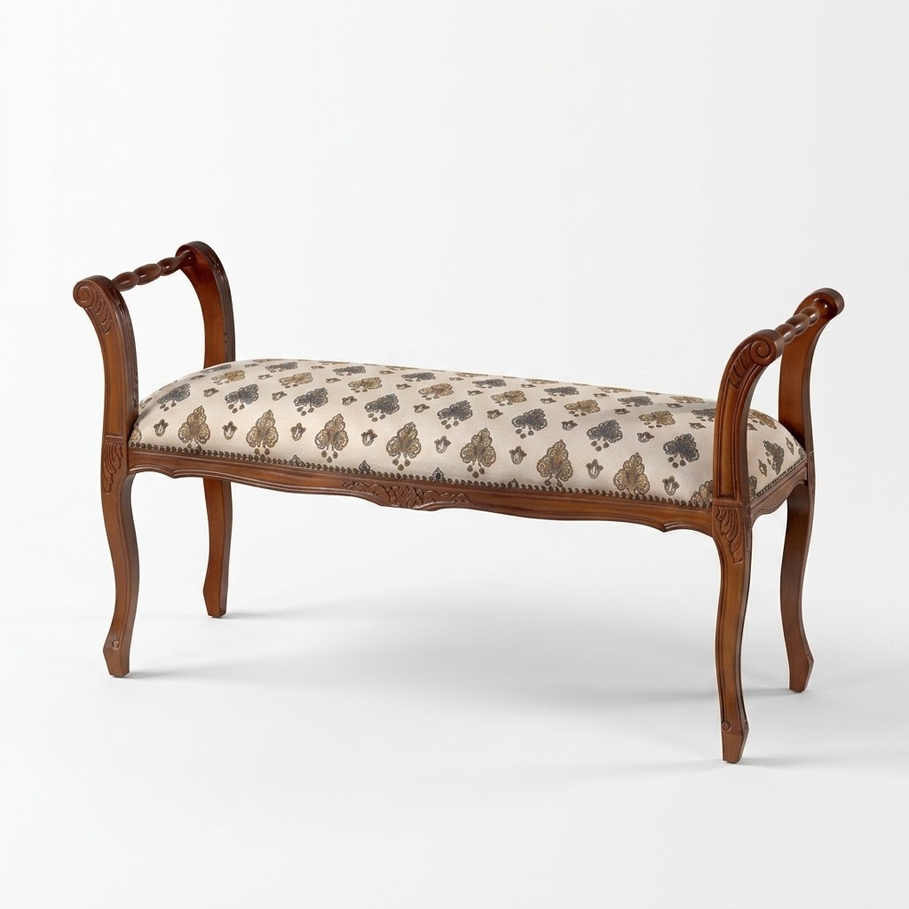 Klassischer Bank Hocker Sitzbank Neu Sitzmöbel Polster Textil Stoff Bänke