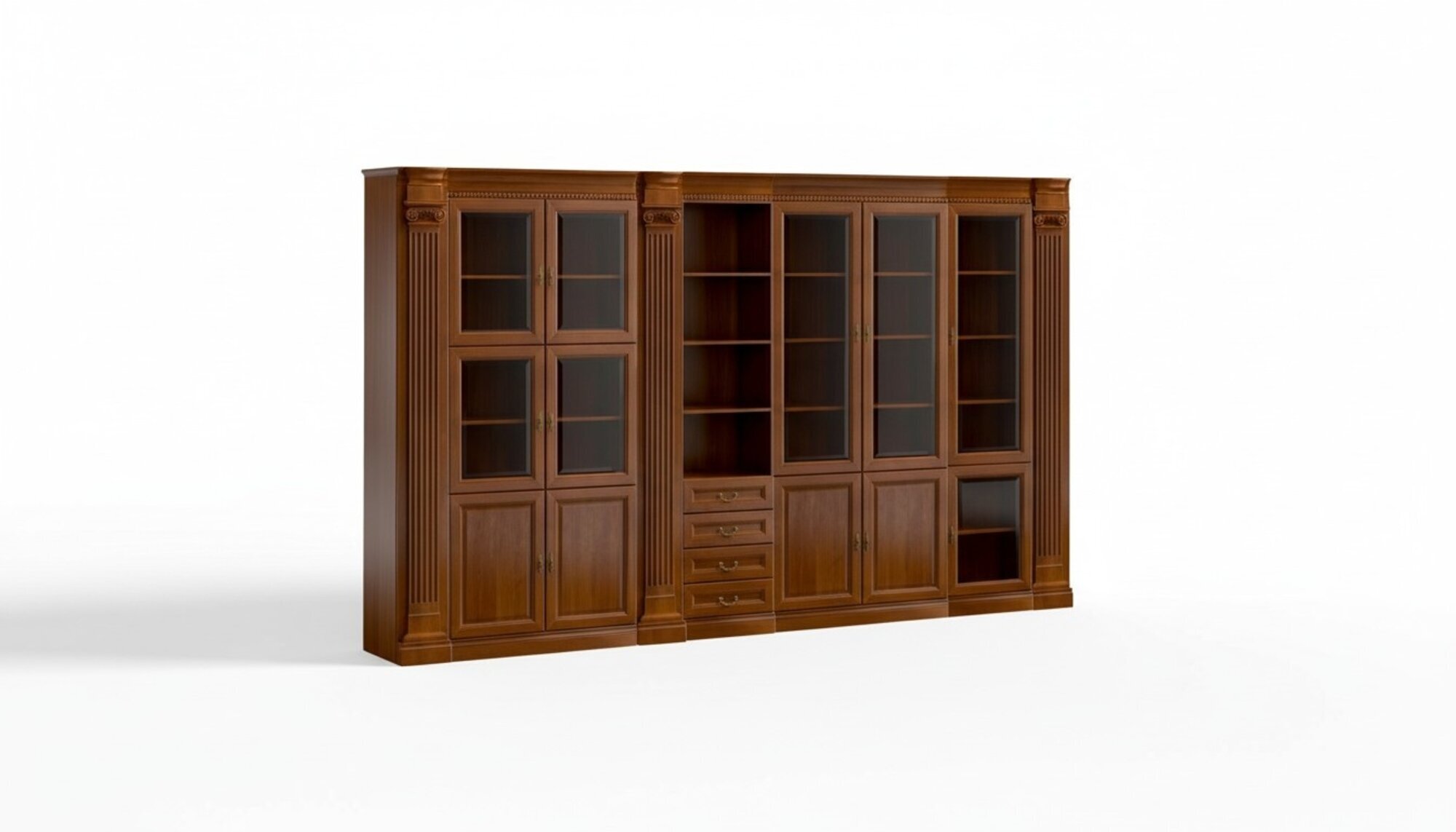 Klassischer Brauner Büroschrank Designer Schrankvitrine Massivholz Möbel