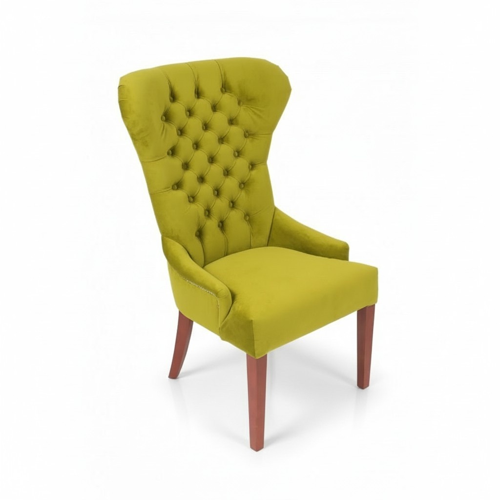 Klassischer Chesterfield Grün Stuhl Sessel Polster Textil Lehnstuhl Stühle
