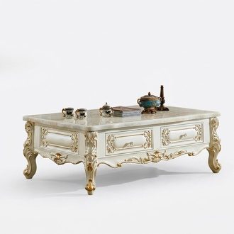 Eleganter Couchtisch Klassischer Sofa-Tisch Marmor Imitation Sofort