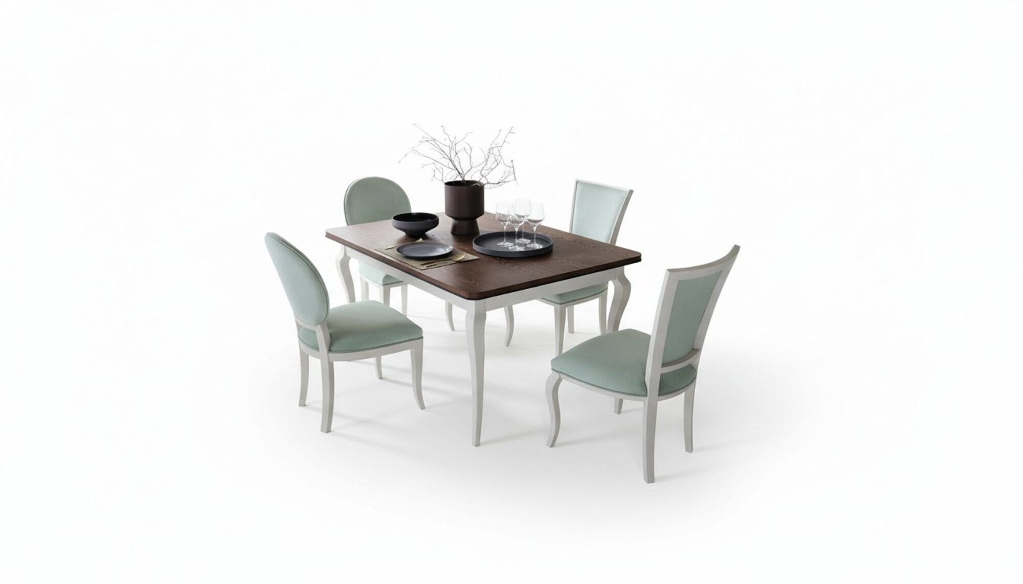 Klassischer Esstisch Garnitur Tisch Holz Esszimmer 4x Stuhl Stühle Set