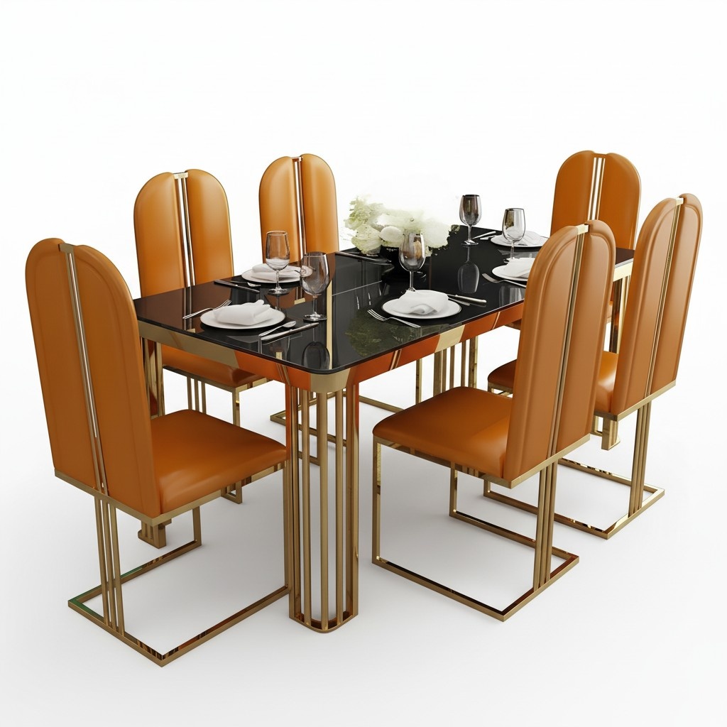 Klassischer Esszimmer Set 9 tlg. Esstisch 8x Stühle Vitrine Wohnzimmer