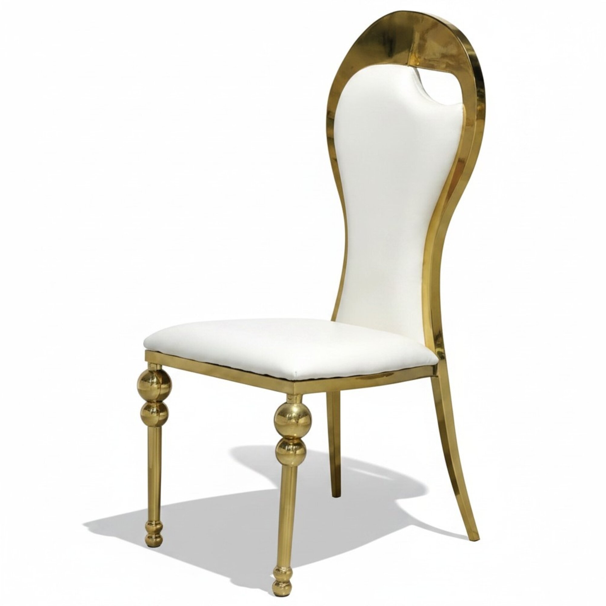 Klassischer Esszimmer Weiß-Goldener Stuhl Polsterstühle Holz Stühle Neu