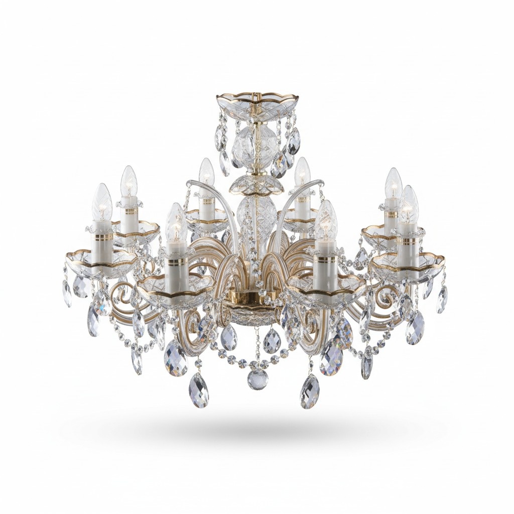 Klassischer Kronleuchter Leuchte Lampe Decken Beleuchtung Kristall