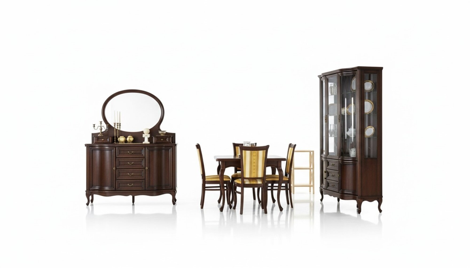 Klassisches Esszimmer Vitrine Kommode Stühle Tisch Chippendale Wohnzimmer 10tlg